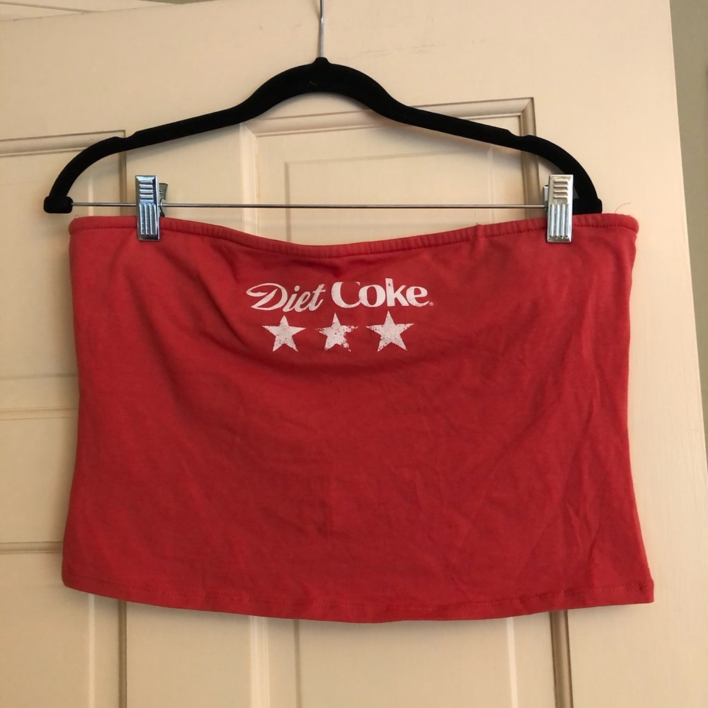 Coca Cola Diet Coke Red Strapless Crop Top with White Logo